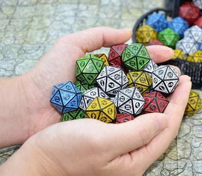 SmartDealsPro 50-Pack D6 D12 D20 6 12 20 Sided Dice Polyhedral Dice with Pouch for DND RPG MTG Table Game (D20, Retro Color) - color: Retro Color, style: D20