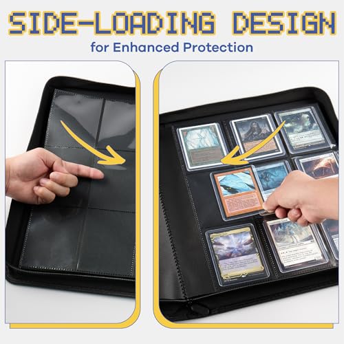 9-Pocket Toploader Binder, Clovecat Premium Card Book， Holds 252 Trading Card with 20 Removable Top-loader Sleeves，PU Card Holder Folders,Card Album for MTG, TCG, Yugioh, Game & Sports Cards(Blue) - color: Blue