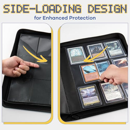 9-Pocket Toploader Binder, Clovecat Premium Card Book， Holds 252 Trading Card with 20 Removable Top-loader Sleeves，PU Card Holder Folders,Card Album for MTG, TCG, Yugioh, Game & Sports Cards(Blue) - color: Blue