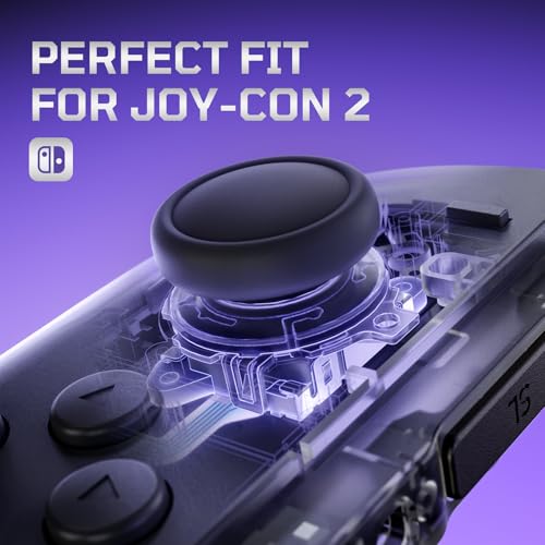 eXtremeRate Replacement 3D Joystick & Thumb Grips & Side Rail Shell Buttons for Nintendo Switch 2 JoyCon, Console Rail Stickers Left Right Analog Stick Thumbsticks Cap for Switch 2 - Clear Slate Black - color: Clear Slate Black