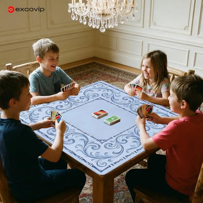 excovip Blue Mahjong Mat for Table, 31.5" x 31.5" Non-Slip Noise Reduction Mahjong Mat for Gifts, Mahjong, Poker, Board Games, Dominoe 1075 - color: 31.5x31.5inch-light Blue