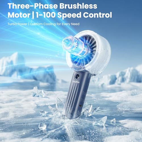 HandFan Upgraded Misting Fan with LED Display – Extreme Cooling Portable Handheld Fan with Water Mist Spray, 50% Stronger Airflow & Quieter, USB Rechargeable for Travel/Park/Disney/Beach/Concert/Game - color: A+Royal Blue