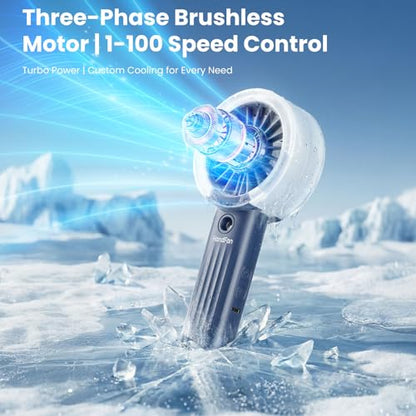 HandFan Upgraded Misting Fan with LED Display – Extreme Cooling Portable Handheld Fan with Water Mist Spray, 50% Stronger Airflow & Quieter, USB Rechargeable for Travel/Park/Disney/Beach/Concert/Game - color: A+Royal Blue