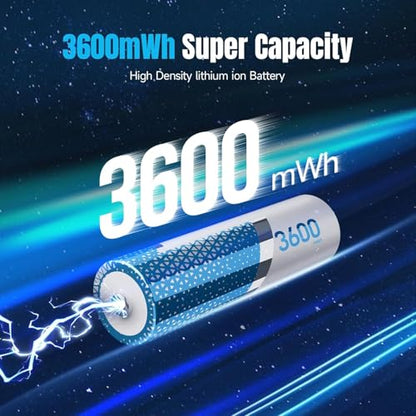 AA Rechargeable Batteries Lithium 16 Pack with Charger - 1.5V 3600mWh High Capacity Rechargeable AA Batteries, 2000 Cycles Long-Lasting Li-ion Doubel A Batteries - size: 16 AA 3600 mWh with Charger