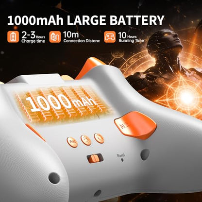 Bcofo Wireless Gaming Controller, PC Controller for PC/Switch/P3/iOS/Android with 4 Programing Buttons, Hall Effect Trigger, RGB Lighting,1000mAh Battery, Turbo, Dual Vibration, Screenshot, White