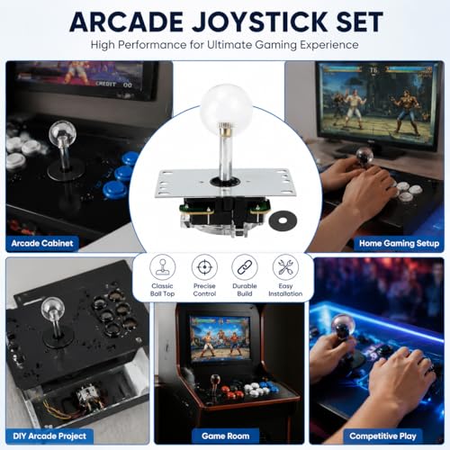 Arcade Joystick Gamepad DIY Joystick Arcade Game Fighting Stick Replacement Parts Pin Circuit Board with Ball Head - color: white