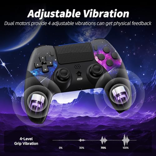 AceGamer Wireless Controller for PS5/Pro/Slim/PC, Hall Effect Joysticks, Macro/Turbo Function, Bluetooth Controller with 6-Axis Gyro/Dual Vibration/Touchpad/Ergonomic/Speaker/3.5mm Audio Jack! - color: Galaxy