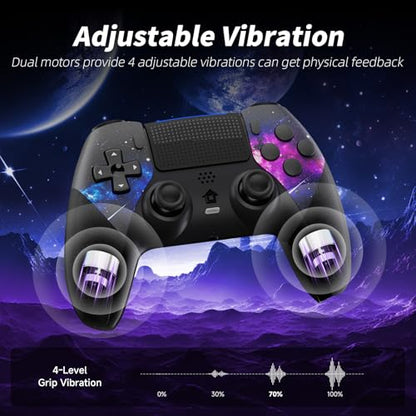 AceGamer Wireless Controller for PS5/Pro/Slim/PC, Hall Effect Joysticks, Macro/Turbo Function, Bluetooth Controller with 6-Axis Gyro/Dual Vibration/Touchpad/Ergonomic/Speaker/3.5mm Audio Jack! - color: Galaxy