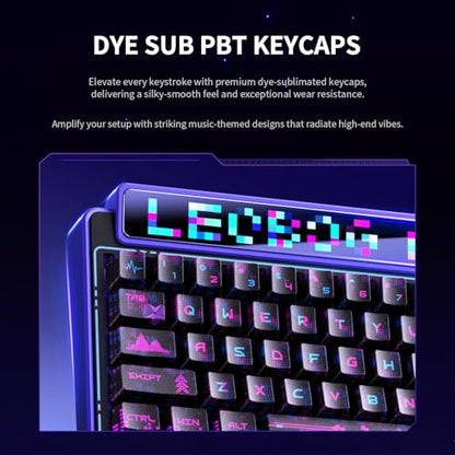 x Aula AMG65 Mechanical Gaming Keyboard with Dual Screen, 65% Wireless Small Custom Keyboard RGB, Bluetooth/2.4G/Wired, Rapid Trigger, Hot Swappable for Windows Laptop PC Mac - Purple - color: Purple