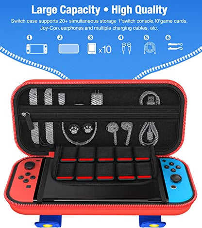 Kawaye Switch Case Compatible with Nintendo Switch/OLED Console, Switch Portable Travel Carrying Cases Protective Hard Shell wii Case Storage - color: Red
