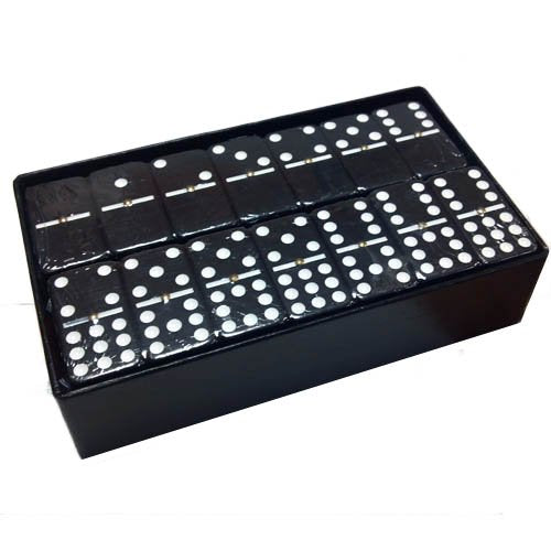 Marion Double 9 Domino Set (55 Tiles) Jumbo Tournament Professional Size with Spinners in Arcadian Paper Storage Box (Black Arcadian) - color: Black Arcadian
