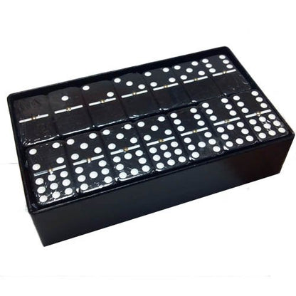 Marion Double 9 Domino Set (55 Tiles) Jumbo Tournament Professional Size with Spinners in Arcadian Paper Storage Box (Black Arcadian) - color: Black Arcadian