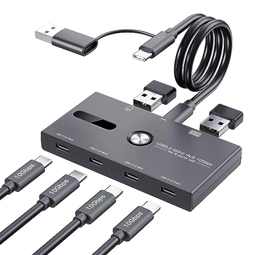 10Gbps USB C Hub, 6 Ports USB C Splitter, Type-C and USB 3.2 to USB C Hub for PC, Laptop, MacBook Pro/Air, iMac, Surface Pro, Chromebook, Etc(HUB ONLY, Not Support Charging/Monitor) - size: Type-C and USB 3.2