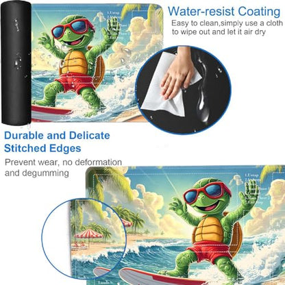 for MTG Card Playmat with Zones-Includes A Storage Bag and 6 Dice, 24 x 14 inches for TCG Playmat with Non-Slip Rubber, Game Mat, Surfing Sea Turtle - color: Yux-playmats-2-2A-275