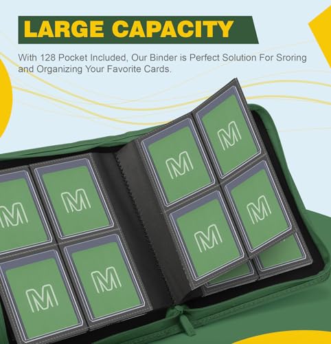 Toploader Binder,4-Pocket Side Load Trading Card Album, Holds 128 Cards | Top Loader Binder with Double-Sided Pockets for MTG, Sports Cards, Top Loader Storage（4 Dark Green） - color: 4Dark Green6