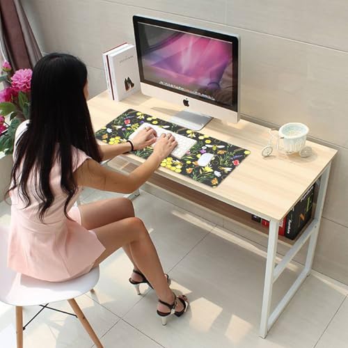 Bees and Honeycombs Mouse Pad,XL Large Wildflowers Mousepad Desk Pad with Stitched Edges,Non-Slip Waterproof Rubber Base Mouse Mat Desk Mat for Office Computer Keyboard Laptop Home 27.5x11.8 in - color: Bees and Flowers