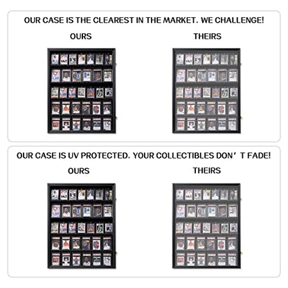 KCRasan 35 Graded Sports Card Display Frame -Card Display Case Lockable | Trading Card Collector Wall Display Holder for Basketball Football Hockey Cards, UV Protection Acrylic,Black