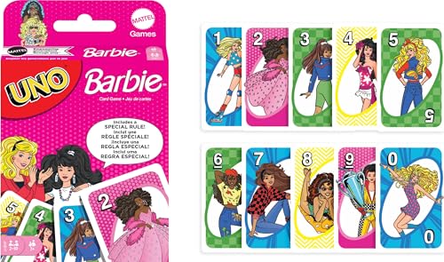 Mattel Games UNO Barbie Card Game with Special “Hi, Barbie!” Rule for Kids, Adults & Family Nights, Game Nights, Travel, Camping & Parties. - style: UNO Barbie