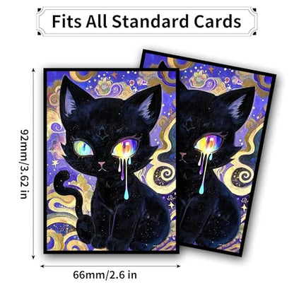 MTG Card Sleeves, Ultra Clear Front & Matte Finish Back, 100 Count Standard Size Matte Art Sleeve for Magic The Gathering - color: Painted Cat