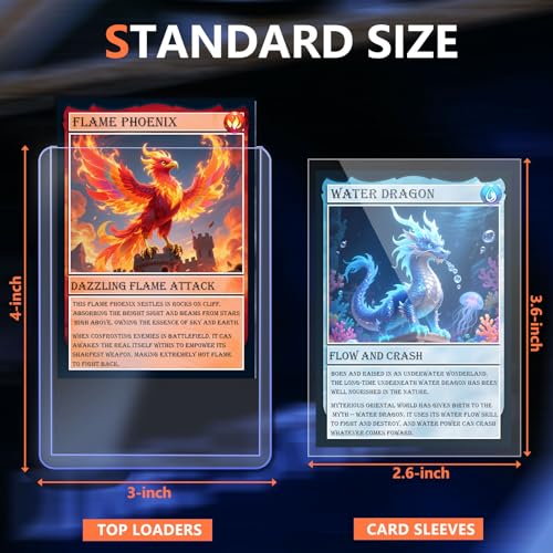 300PCS Card Sleeves Top Loaders for Trading Cards, 3" x 4" Hard Plastic Toploaders, Baseball Penny Card Protectors, Trading Card Holder for MTG, TCG Cards(100 Toploaders + 200 Soft Card Sleeves) - size: 100 Toploaders + 200 Soft Card Sleeves
