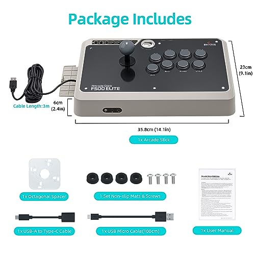 May Flash F500 Elite USB Video Game Controller, Compatible with Xbox Series S/X, Xbox One, Switch, PlayStation 4, PC Windows