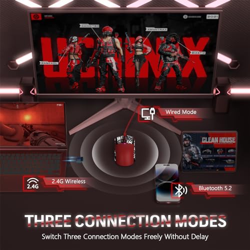 ATTACK SHARK X11 59g Lightweight Wireless Gaming Mouse,RGB Charging Dock,Tri-Mode-BT/2.4G Wireless/Wired Mouse with Grip Tape,22000 DPI,5 Programmable Buttons for Pc/Mac/Xbox(Red&Sticker) - color: Red & Griptape