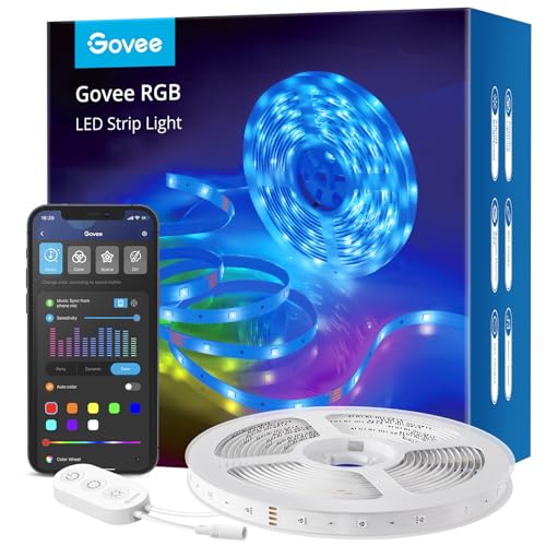 Govee Smart RGB LED Strip Lights 16.4ft, Work with Alexa, Google Assistant | APP WiFi Control, 16 Million Colors, DIY Mode, 64 Scene Modes, Music Sync, LED Lights for Bedroom, Home Decor - size: 16.4ft