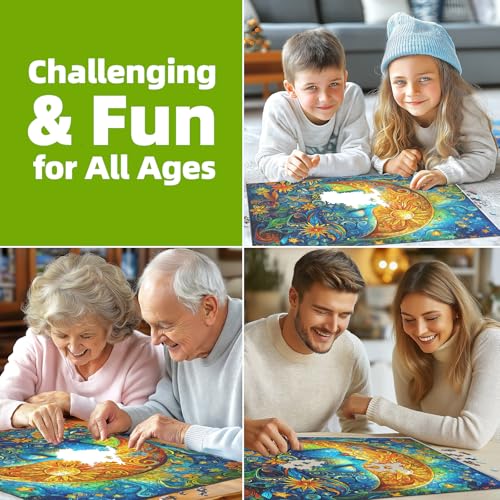 Moon Puzzles for Adults 1000 Pieces Blue Girl Face Art Flowers Puzzle for Adults Jigsaw Puzzles 1000 Pieces with Letters on Back Hard Impossible Difficult challenging Family Puzzle (27.5"x19.6") - color: Moon Puzzles