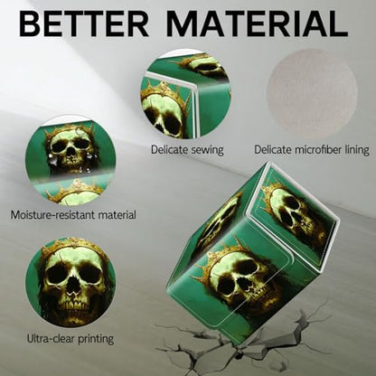 Trading Card Storage Box, Holds 100+ for MTG Cards, PU Leather with Magnetic Closure, Undead King Skull with Golden Crown Durable Deck Box for Magic the Gathering, Trading Card Games - color: Undead King Skull with Golden Crown