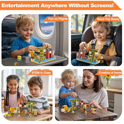 Travel Magnetic Blocks 45 PCS Mini Building Cubes with Case Construction | Travel Toy for Airplane Plane Car Road Trip, Mini Cubes STEM Learning Portable Building Toys Gift for Toddler Kids Ages 3-5