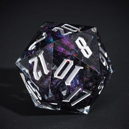 Cusdie Large D20 DND Dice 55mm with Sharp Edges, D&D 20 Sided Dice, Handmade Giant D20 for RPG, Table Games(Purple Black Octopus) - color: Purple Black Octopus