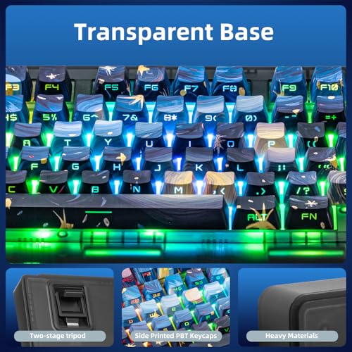 ZORNHER ZH980 Mechanical Keyboard,95% Blue Creamy Keyboard with Number Pad,Van Gogh's Starry Night Dye Sublimation PBT Keycaps,Pre-lubed Clicky Switches,Hot-Swappable - color: Van Gogh's Starry Night, size: Clicky Switch