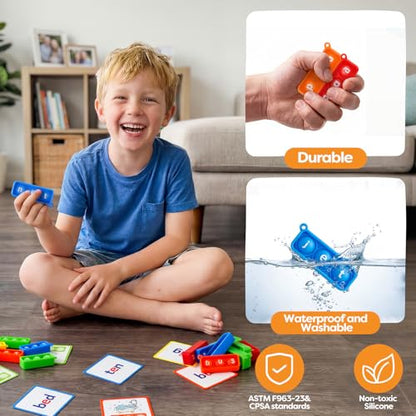Aizweb CVC Word Games Kindergarten,Phonics Games for Kids Ages 3-8,CVC Flashcards for Preschool Special Education Classroom Supplies,Reading&Spelling Activity Phonics Manipulatives for Kids - style: CVC