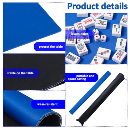 Large Mahjong Mat with Black Carrying Bag (Blue,31.5 inches), Anti Slip and Noise Reduction Table Cover for Mahjong, Poker, Card Games, Dominoes, Board Games, Slip Resistant Mat - color: Blue