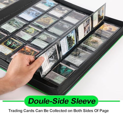 Premium 2000 Pocket Card Binder - 20 Pocket Trading Card Binder with Sleeves Fits 2000 Cards, Ringless Card Album for TCG - Model A，Brilliant Green - color: 20P - Brilliant Green