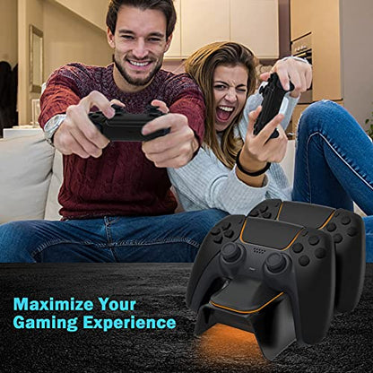 NexiGo Enhanced PS5 Controller Charger with Thumb Grip Kit, Fast Charging AC Adapter, DualSense Charging Station Dock for Dual PlayStation 5 Controllers with LED Indicator, Black - color: Black