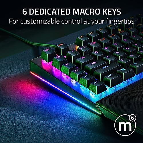 Razer BlackWidow V4 Mechanical Gaming Keyboard: Green Switches Tactile & Clicky - Chroma RGB - 6 Macro Keys - Magnetic Wrist Rest - Doubleshot ABS Keycaps - Roller & Media Keys - Snap Tap