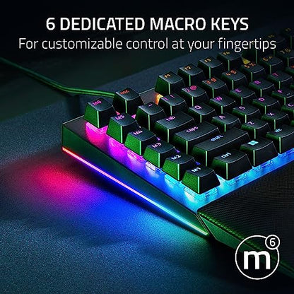 Razer BlackWidow V4 Mechanical Gaming Keyboard: Green Switches Tactile & Clicky - Chroma RGB - 6 Macro Keys - Magnetic Wrist Rest - Doubleshot ABS Keycaps - Roller & Media Keys - Snap Tap