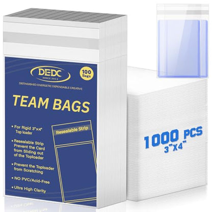 DEDC 1000 Pcs Card Sleeves Team Bags for Trading Cards，Team Bag Fit 3x4 Top Loaders for Trading Card Shipping Sports Graded Card Sleeves Protector - size: 1000 pcs Standard