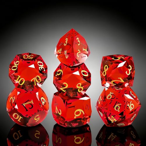 Crystal Amethyst Polyhedral Dice Set for DND (7-Piece) - Hand-Polished Gemstone Gaming Dice for Dungeons and Dragons & Tabletop RPGs, with Gift Case - color: Sj-004