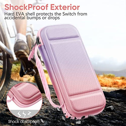 FINTIE Carrying Case for Nintendo Switch / Switch OLED Model (2021) | Shockproof, Hard Shell Protective Cover, Portable Travel Storage Bag, 10 Game Card Slots & Inner Pocket - color: Fantasy Ombre