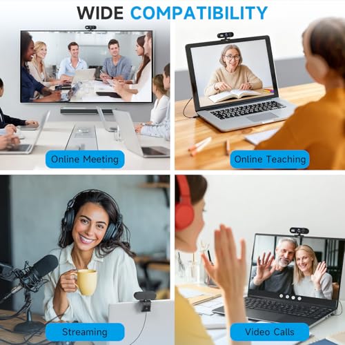 AOC 4k Webcam for PC with Microphone, Computer Camera with Noise Cancellation, Privacy Cover, 99° FOV, Plug & Play USB Webcam for Streaming, Conferencing, Zoom, Skype, Facetime, Laptop, PC, Skype - color: Black