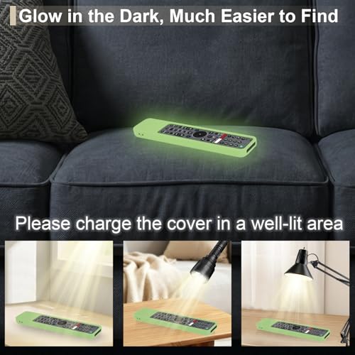 2 Pack Cover for Sony TV Remote RMF-TX600U RMF-TX500U RMF-TX500E RMF-TX600E | Protective Silicone Case for Sony RMF-TX621U RMF-TX520U Remote Control Waterproof, Anti-slip (Glow Green + Glow Blue) - color: Glow Green + Glow Blue