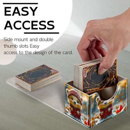 Trading Card Storage Box, Holds 100+ for MTG Cards, PU Leather with Magnetic Closure, Cute Winter Ferret in Red Outfit Durable Deck Box for Magic the Gathering, Trading Card Games - color: Cute Winter Ferret in Red Outfit