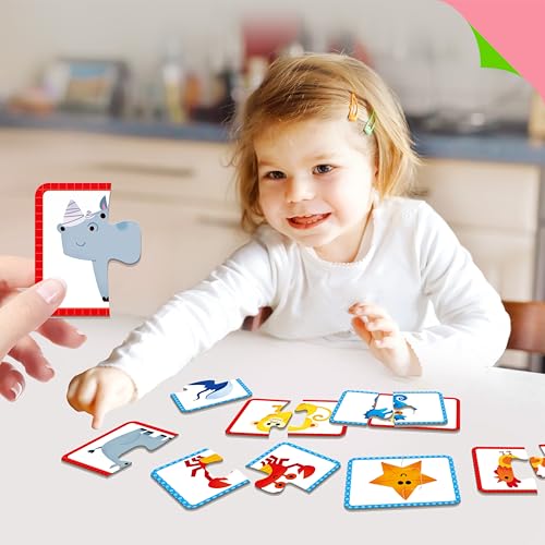 48 Animal Memory Matching Puzzles with Error-Correction, Self-Correcting Puzzle Match Game Educational Learning Activities for Toddlers Kindergarten, Animal-Themed Learning Games Toys for 3 Years Old - style: Animal-B