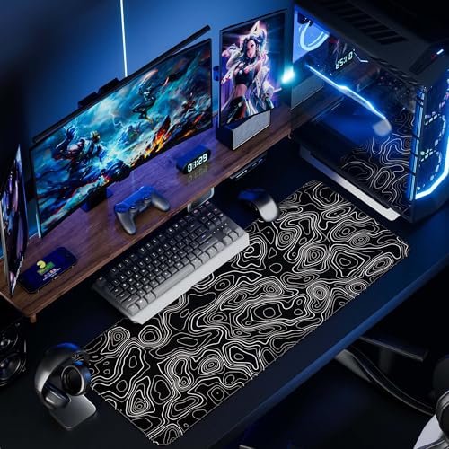 Desk Mat Pad,Large XXL Extended Mouse Pad Mat for Desktop Keyboard | 35''×15.6'' XXL Extended Gaming Mouse Pad with Non-slip Base Desk Matt Mousepad for Computer,Office,Keyboard and Laptop - color: A5-Topographic 2