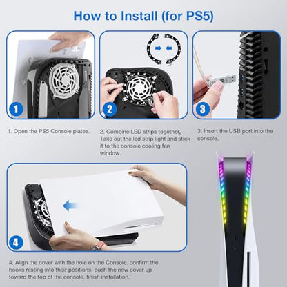 JUSPRO PS5 LED Light Strip, RGB Ring LED Lights Kit Accessories Compatible with PS5 Slim Console Digital Edition & Regular Edition - color: LED Light