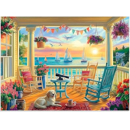 500 Piece Puzzles for Adults, Beach Flower Jigsaw Puzzle for Adult Seniors, Recycled Cardboard Dog Puzzle 500 Pieces, Challenging Puzzles Activity Game Nights Gift for Friends 20.5 * 15IN - style: Beach