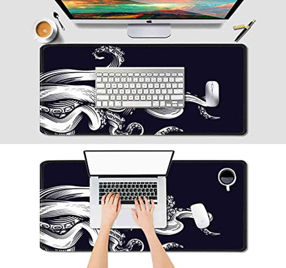 IMAYONDIA Large Gaming Mouse Pad (35.4x15.7 in), Octopus Desk Mat, Full Desk Mousepad, XL XXL Extended Big Mouse Pad, Keyboard Mouse Pads for Desktop, Laptop Computer Accessories- Black and White - color: Black and White Octopus