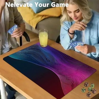 for MTG Game Playmat - 24 x 14 inches with Dices and Storage Bags, Non-Slip Base for TCG and Board Game Card Mats, Trading Card Games Mat, Neon Waves, Digital Art Pattern Collectible Card Playmats - color: Jv-playmat-p7-1-g198
